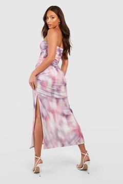 Boohoo lhb maxi odkryte siateczka print ramiona sukienka S NG2