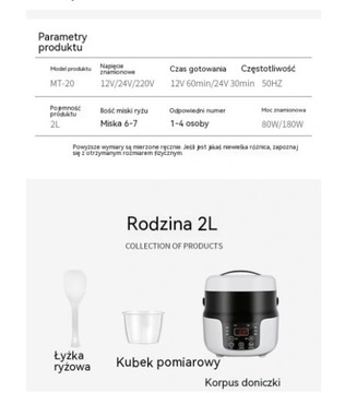 Multicooker,powolna kuchenka,24v dla ciężarówki 2L