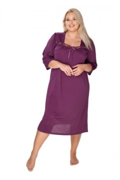 Ночная рубашка Melisa, рукава 3/4, вышивка баклажана I, размер 52