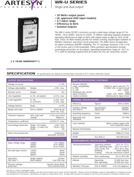 Преобразователь постоянного тока WR12D15/1000U ARTESYN TECHNOLOGIES