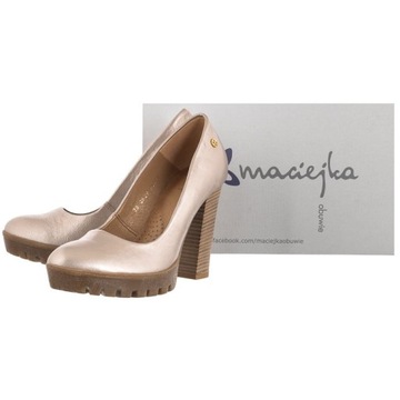 Buty Damskie Czółenka Maciejka Złote 02629-52