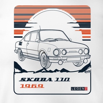 Koszulka z samochodem Skoda 110 R legend PRL ze Skodą 110R