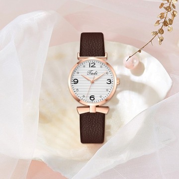 Women Watch Rhinestone Round Dial Metal Bowknot Faux Leather