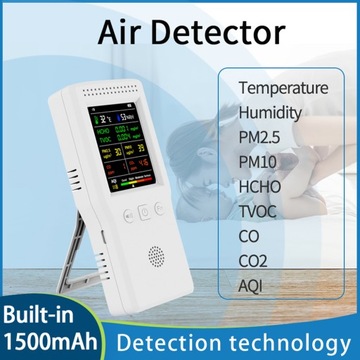 ДЕТЕКТОР ГАЗА PM2,5 PM10 HCHO TVOC CO CO2 AQI TEM