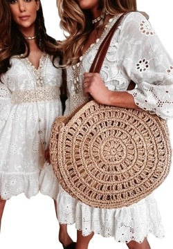 TOREBKA KOSZYK TORBA na RAMIĘ PLECIONA SHOPPER BAG