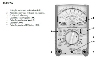 Аналоговый мультиметр МТ-2017Н Pro'sKit