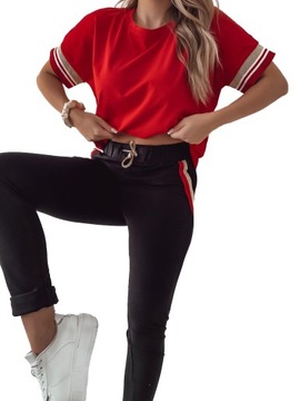 PREMIUM LETNI DAMSKI KOMPLET DRESOWY KRÓTKI RĘKAW KOLORY BAWEŁNA S / M