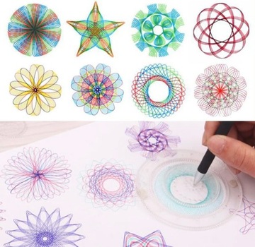 НАБОР ТВОРЧЕСКИХ СПИРОГРАФОВ ДЛЯ РИСОВАНИЯ УЗОРОВ XXL ШАБЛОНЫ РУЧКИ КАРТОЧКИ