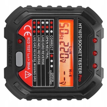 HT107D ЦИФРОВОЙ ТЕСТЕР РОЗЕТОК ЭЛЕКТРИЧЕСКИЙ ТЕСТЕР