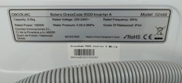 Pralka CECOTEC Bolero Dresscode 9500 Inverter A, 9kg, 1900 W, 1400 obr/min