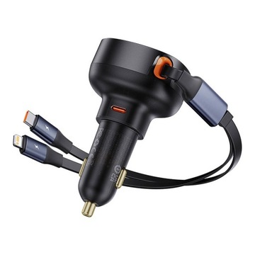 BASEUS ŁADOWARKA SAMOCHODOWA USB-C Z WBUDOWANYM KABLEM USB-C I LIGHTNING