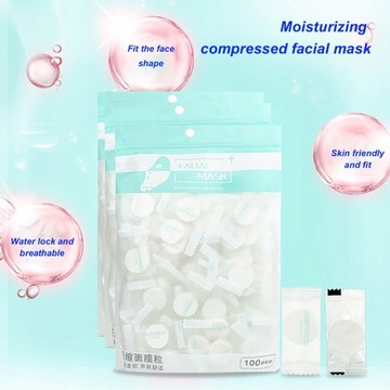 ОДНОРАЗОВАЯ ТКАНЕВАЯ СЖАТАЯ МАСКА, ТАБЛЕТКИ, 100 ШТ.