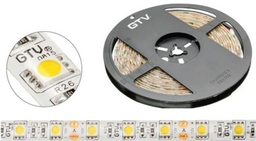 TAŚMA LED BIAŁA CIEPŁA SMD WODOODPORNA MOCNA PASEK 5M + ZASILACZ 230V