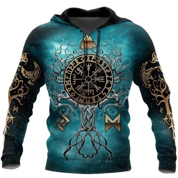 BLUZA MĘSKA Z KAPTUREM EFEKT 3D DRZEWO ŻYCIA L