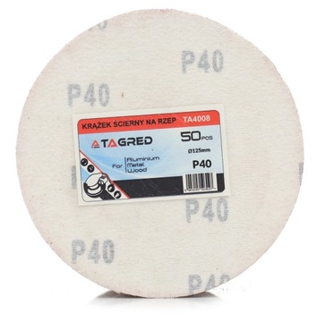 50x АБРАЗИВНЫЕ ДИСКИ 125 САМОКЛЕЯЩИЕСЯ С ЛИПУЧКОЙ 40