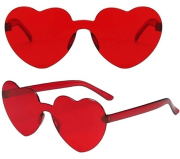 OKULARY SERCA PRZECIWSŁONECZNE DLA DZIECI PRZEZROCZYSTE PARTY CZERWONE