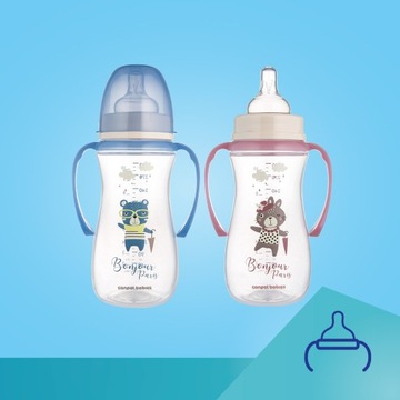 Антиколиковая бутылочка Canpol 300мл EasyStart Bonjour Paris с ручками 12м+