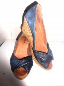 AUTHOR SPAIN NAVY BLUE WEDGE ESPADRYLE SKÓRA 40