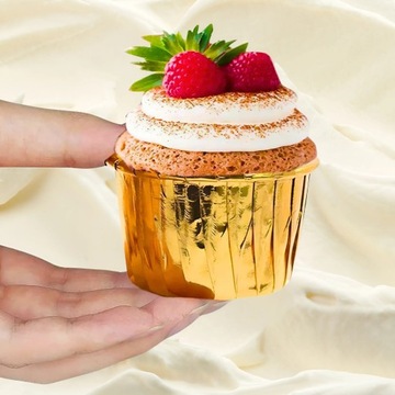 PAPILOTKI DO MUFFINEK ZŁOTE 50x40 FOREMKI NA BABECZKI KUBECZKI MUFFIN 50szt