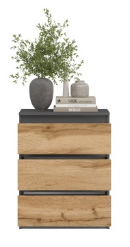 KOMODA SZAFKA COCO 3 SZUFLADY GRAFIT, DĄB WOTAN