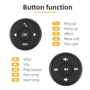 Okrągły styl Contorl Pilot Bluetooth do DVD 2 DIN, bezprzewodowy, wielofunk