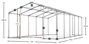 Палатка для хранения 4x10 м [2,5 м] DAS 600 Вт