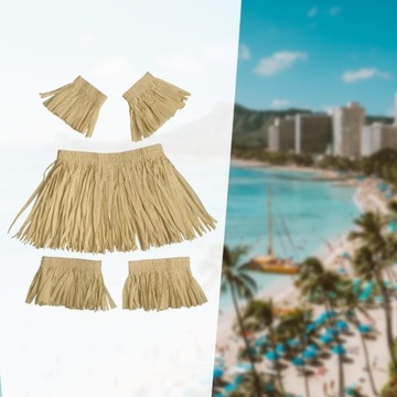 5 szt. Spódnica z trawy wielokrotnego użytku Hawajskie spódnice z trawy na papier z rafii Luau Party