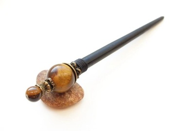 Деревянная булавка-пучок «Тигровый глаз» — длина по запросу.