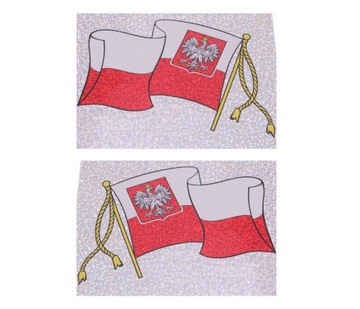 Flagi Flaga Polska Godło Brokat Naklejka Naklejki