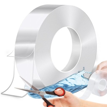 TAŚMA DWUSTRONNA PRZEŹROCZYSTA NANO WIELOKROTNEGO UŻYTKU KLEJ MONTAŻOWA 5M