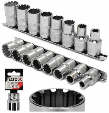 YATO - ZESTAW NASADEK NASADKI SPLINE 1/2'' 8-19mm