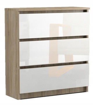 KOMODA SONOMA BIAŁA SZAFKA 3 SZUFLADY 60CM POŁYSK
