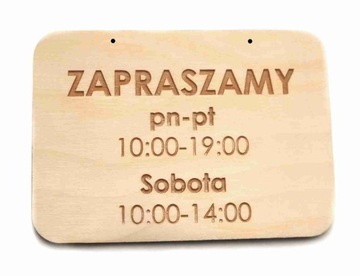 Drewniana Tabliczka GODZINY OTWARCIA A4 dwustronna