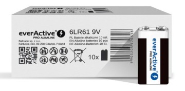 Щелочная батарея Everactive pro 9V 6F22 6LR61 R9, 10 шт.