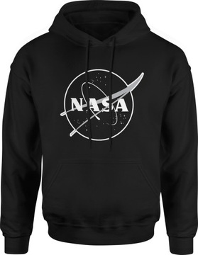 BLUZA NASA MĘSKA Z KAPTUREM SPORTOWA ROZMIAR L DRESOWA NADRUK Z NADRUKIEM