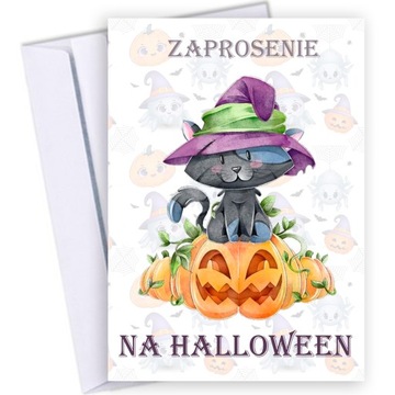 10szt ZAPROSZENIA NA HALLOWEEN KOTEK PRZYJĘCIE 198