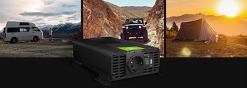 Przetwornica samochodowa PRO GreenCell inwerter 12V 500W 1000W Sinus USB