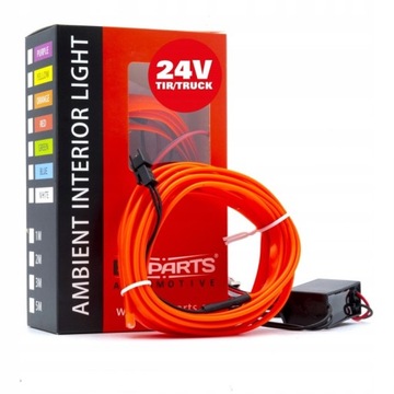 ŚWIATŁOWÓD LED DO SAMOCHODU AUTA CZERWONY 3M 24V