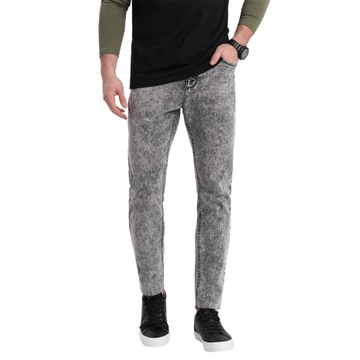 Spodnie męskie jeansowe marmurkowe SLIM FIT szare V1 OM-PADP-0146 L