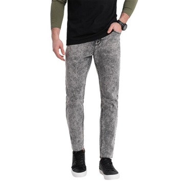 Spodnie męskie jeansowe marmurkowe SLIM FIT szare V1 OM-PADP-0146 M