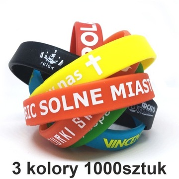 Opaski silikonowe z nadrukiem 3kolory 1000szt 12mm