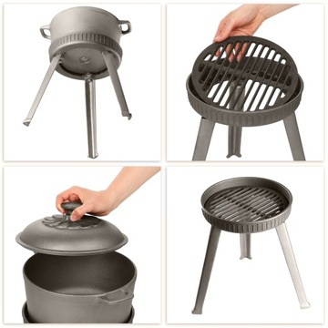 ЧУГУННЫЙ ОХОТНИЧИЙ ЧАШОК ДЛЯ КОСТА + РЕШЕТКА 4.5Л