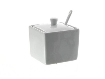 CUKIERNICA z pokrywka i łyżeczką PORCELANA 200ml