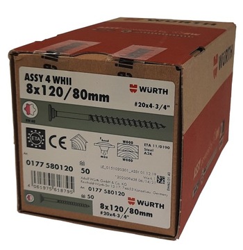 Wkręty ciesielskie Wurth ASSY SKII-RW40 8X120/80