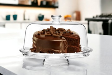 4w1 PATERA MISKA SZKLANA Z KLOSZEM TACA NA CIASTO OWOCE PRZEKĄSKI PREZENT