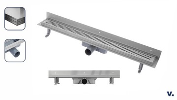 Трап VOGI настенный линейный, решетка RIGO - 80 см