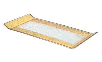Złota patera podstawka szklana na świecę 40x19cm