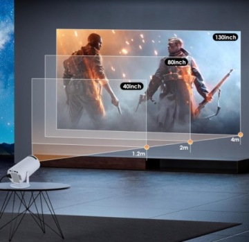 ПРОЕКТОР ПОРТАТИВНЫЙ УМНЫЙ ВРАЩАЮЩИЙСЯ ANDROID TV WIFI FULL HD БЕЛЫЙ