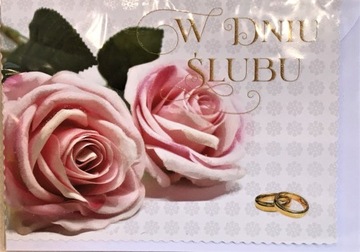 Kartka Ślub W Dniu Ślubu życzenia +koperta brokat