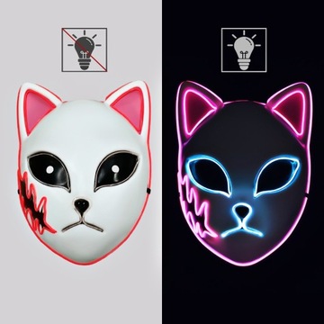 СВЕТОДИОДНАЯ НЕОНОВАЯ МАСКА КОТА СВЕТЯЩАЯСЯ НА ХЭЛЛОУИН РАЗНЫХ ЦВЕТОВ